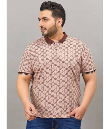AUSTIVO Pack of 1 Cotton Blend Regular Fit Printed Half Sleeves Men's Polo T Shirt ( Peach )