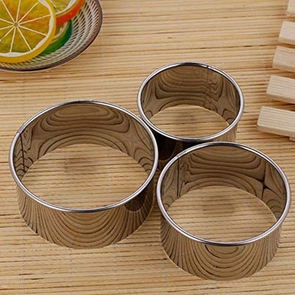 Dumpling Skin Cutter, Cookie Cutters, Stainless Steel Ravioli Cutter Ravioli Mold, Biscuit Plain Edge Round Ravioli Maker Stamp Diameter 6cm 7cm 8cm (3PCS)