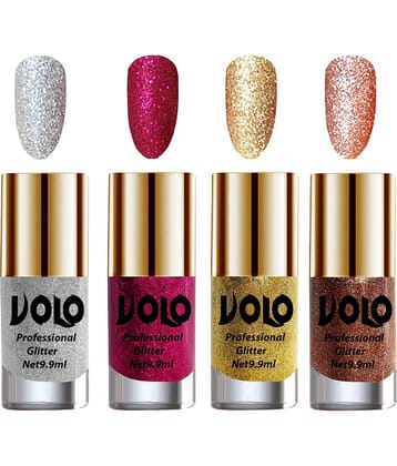 VOLO Professionally Used Glitter Shine Nail Polish Silver,Magenta,Gold Pink Pack of 4 39 mL
