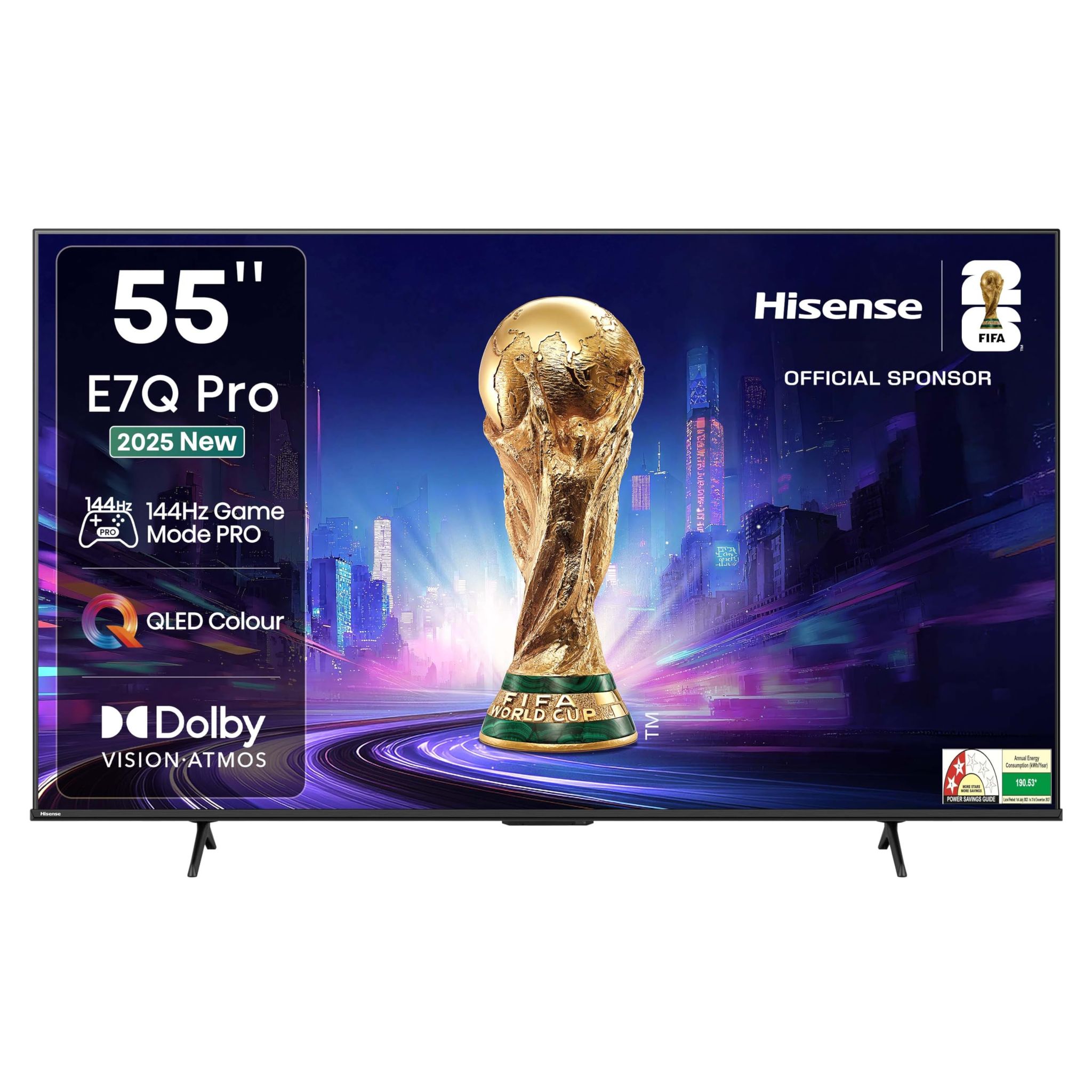 Hisense 139 cm (55 Inches) 4K Ultra HD Smart QLED TV | Dolby Vision Atmos, HDR10+ Adaptive | 144 Hz Game Mode Pro | AI 4K Upscaler | VIDAA OS | 55E7Q PRO (Charcoal Grey) Hisense 139 cm (55 Inches) 4K Ultra HD Smart QLED TV | Dolby Vision Atmos, HDR10+ Ad