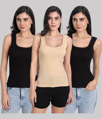 AIMLY Cotton Camisoles - Black Pack of 3