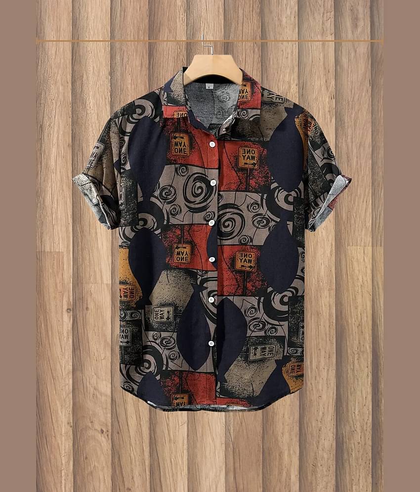 AAPSKA Poly Cotton Regular Fit Printed Half Sleeves Men's Casual Shirt - Blue ( Pack of 1 )