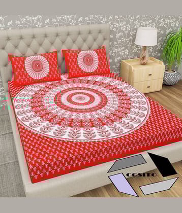 Cosito Cotton 1 Double Bedsheet with 2 Pillow Covers ( Red )