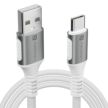 Portronics Konnect X USB to Type C Cable With 3A Output, Fast Charging & Data Transfer, Nylon Braided, Aluminium Alloy Shell, 1M Type C