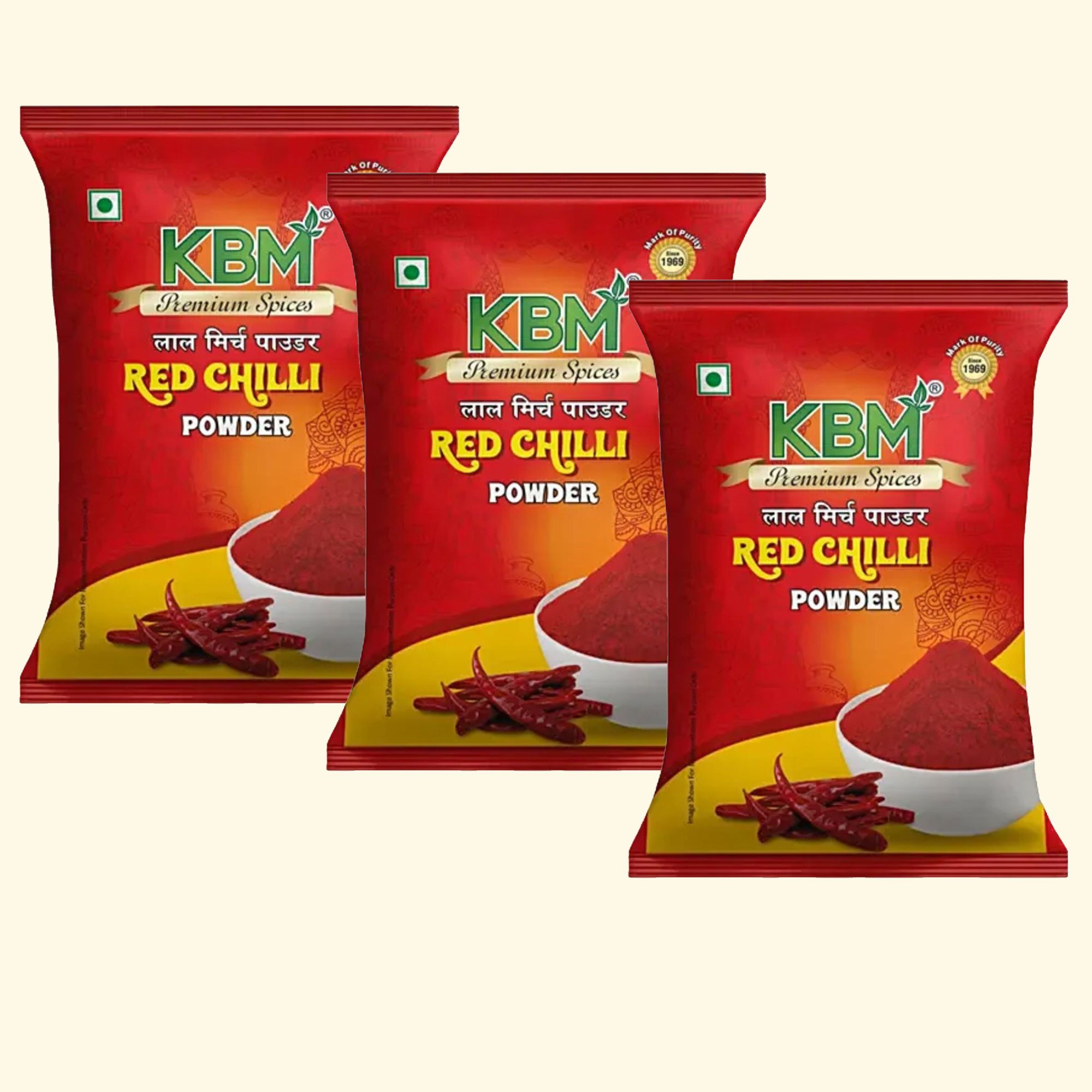 KBM Premium Spices Red Chilli Powder, 100 gm - Pack of 3 Pouch