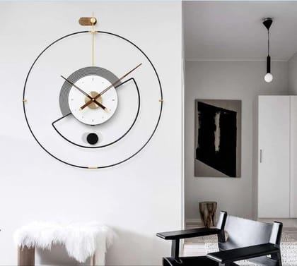 Round stylish cosmic luxe wall clock in the celestail creation| Gray and white
