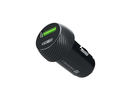 Portronics Car Power 7 Car Charger with 20W Dual Output (Type-C PD + USB), Fast Charging, Adapter Compatible for Most Cars & Cellular Phones