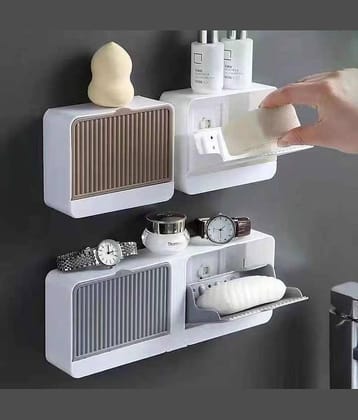 Radhe Creation Soap Holder soap holder soap case soap dispenser No-Drilling Clamshell soap Box Wall-Mounted with Cover Double Grid-Asphalt Toilet Laundry soap New Box soap Box (1 Pack) Radhe Creation Soap Holder soap holder soap case soap dispenser No-Drilling Clamshell soap Box Wall-Mounted with Cover Double Grid-Asphalt Toilet Laundry soap New Box soap Box (1 Pack)