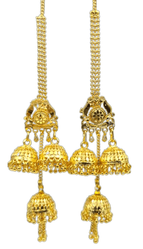 Handmade Multilayer Gold Earrings | One Gram Gold Plated Wedding Chandelier Earrings