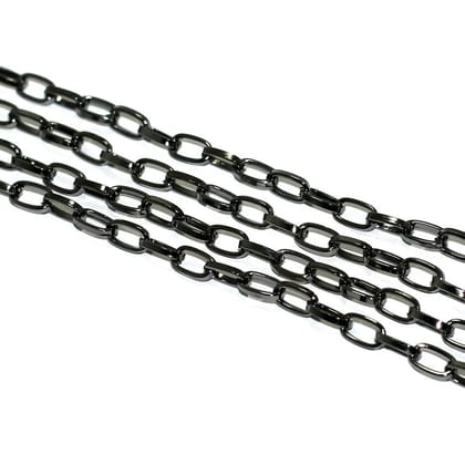 1 Mtr, 8x5mm Black Metal Chain-Black / Iron