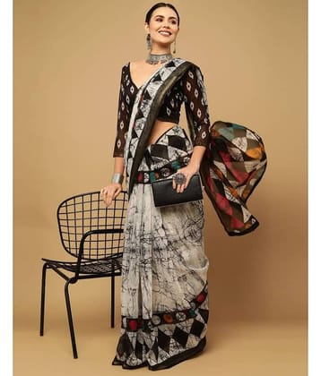 Nandini Creation Cotton Printed Saree With Unstitched Blouse Piece ( Multicolor )