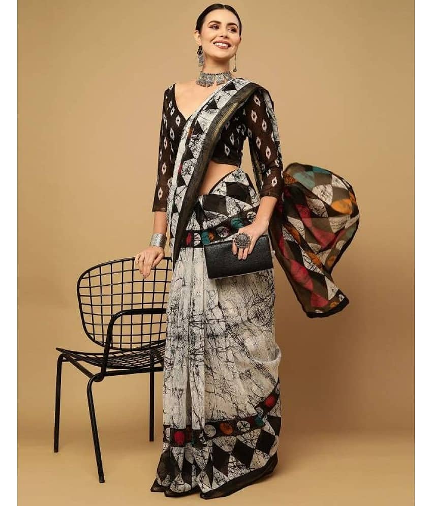 Nandini Creation Cotton Printed Saree With Unstitched Blouse Piece ( Multicolor )