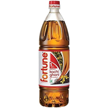 Fortune Premium Kachi Ghani Pure Mustard Oil, 1 L PET Bottle - 1000 mL - 1000 mL - One bottle