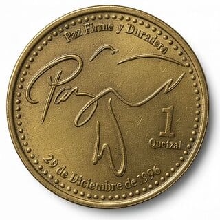 1 Quetzal 1996 Guatemala old collecting Rare Coin Silver Plated Ancient Variant