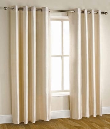 Homefab India Plain Semi-Transparent Eyelet Door Curtain 7ft (Pack of 2) - White
