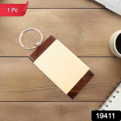 Premium Wooden Keychain with Dual Tone Finish (1 Pc)