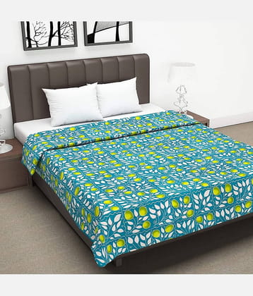 DIVINE CASA Double Cotton Blue Floral Dohar