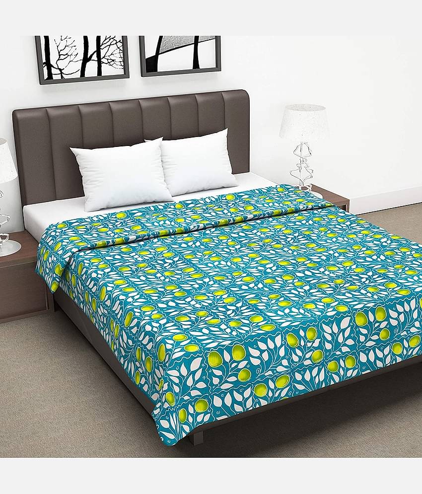 DIVINE CASA Double Cotton Blue Floral Dohar