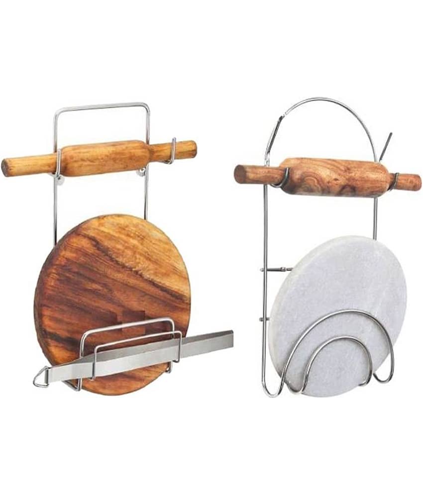 JISUN Silver Stainless Steel Storage Racks ( Pack of 2 )