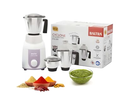 Baltra Cyclone Mixer Grinder 1000W,  Powerful Motor with Overload Protector, 3 Stainless Steel Jars,  Heavy-Duty Grinding for Indian Kitchen