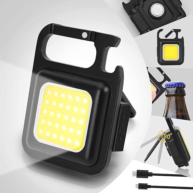 SMARTCAM Mini LED Working Light Multifunctional Glare COB Keychain Light Rechargeable Portable Flashlight Outdoor Camping Corkscrew