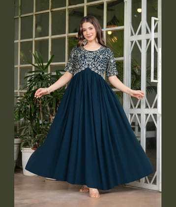 Sitaram Designer Teal Anarkali Georgette Women's Stitched Ethnic Gown ( Pack of 1 )