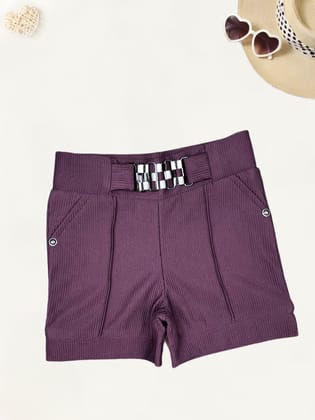 Girls Wine Shorts [GS-990] [3-11Years]-4-5Y (Size - 24) / Wine / Imported