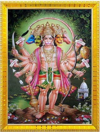 NOKKES Hanuman Bajrangbali Hanumanji Maruti Golden 5X7 Inch Photo Frame_AQW23