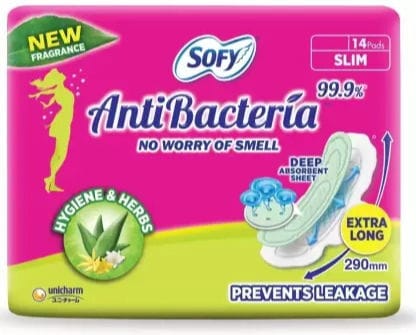 Sofy Anti Bacteria Extra Long XL Sanitary Pads, 14 Pcs