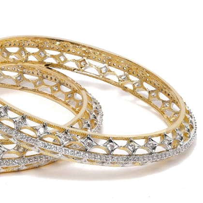 Gold-Plated White AD Studded Bangles
