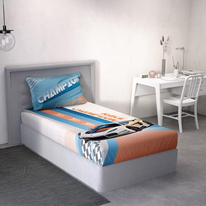 Ddecor Cotton Single Bed Sheet Set with 2 Pillow Covers (152 CM X 224 CM, Blue) Digital Print Conversational, 145TC GSM