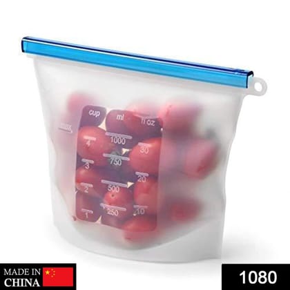 Reusable Silicone Airtight Leakproof Food Storage Bag - 1 ltr