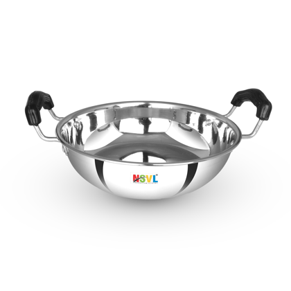 Nsvl Stainless Steel Induction Bottom (flat Bottom) Induction & Gas Stove Friendly Kadhai Size No.12 (2 Ltr)