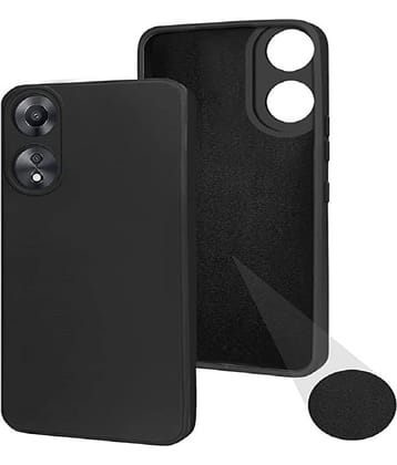 ZAMN - Black Silicon Plain Cases Compatible For OPPO A78 5G ( Pack of 1 )