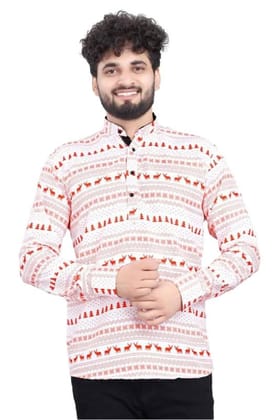 Men's Cotton Blended Printed Full Sleeve Shortkurta (Multicolor, XL)-PID53468 Men's Cotton Blended Printed Full Sleeve Shortkurta (Multicolor, XL)-PID53468