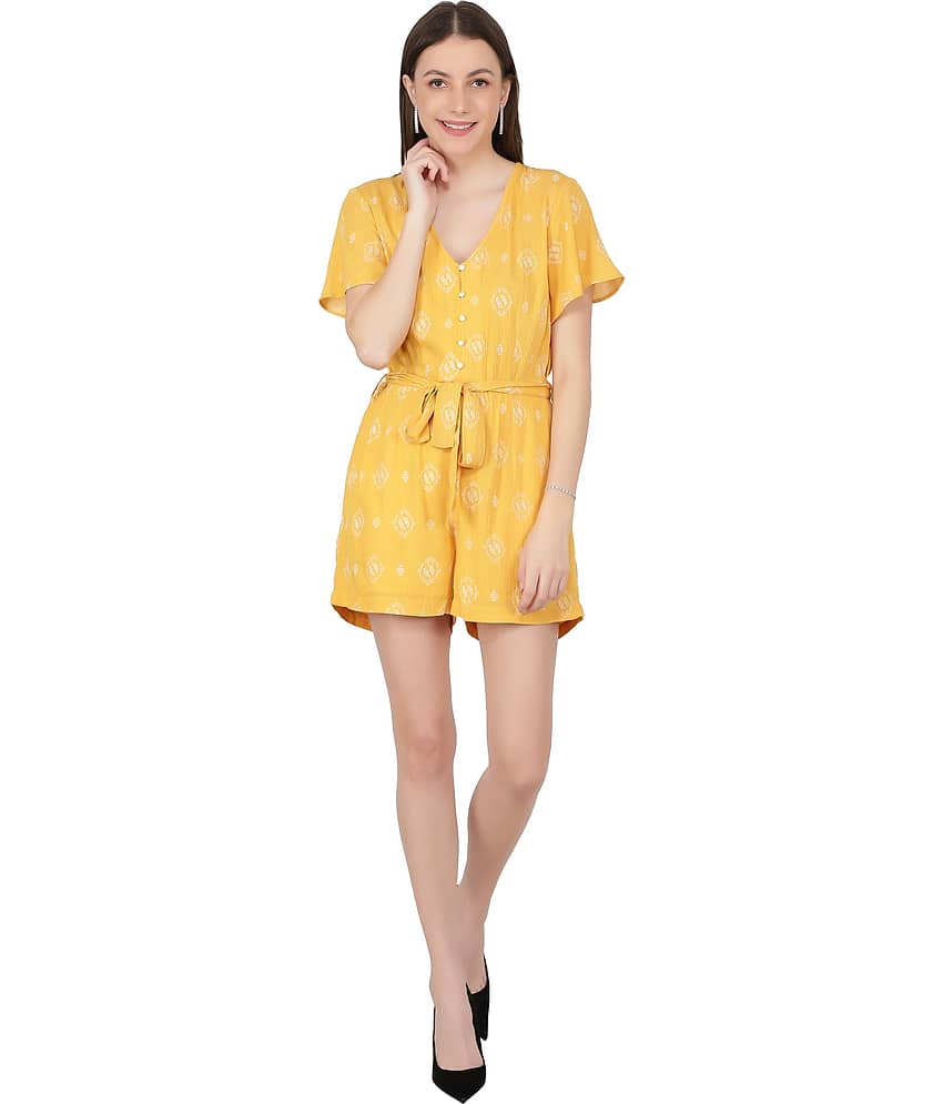 NUEVOSDAMAS - Rayon Regular Fit Yellow Women's Jumpsuit ( Pack of 1 )