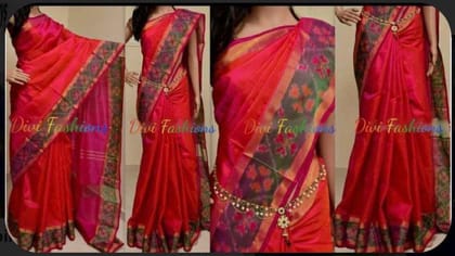 Uppada Silk Orange Pink Saree,Border uppada Pattu Border,contrast Blouse