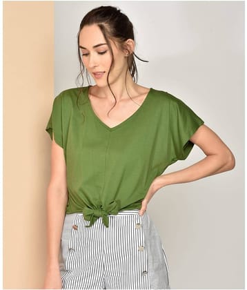 Chimpaaanzee Women's Cotton Knot Front Top ( Green )
