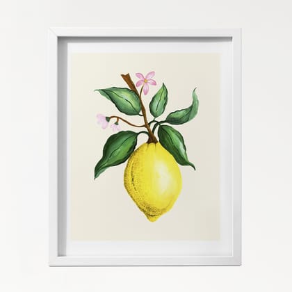 Lemon Wall Art Frame-8x10 inches / White Frame