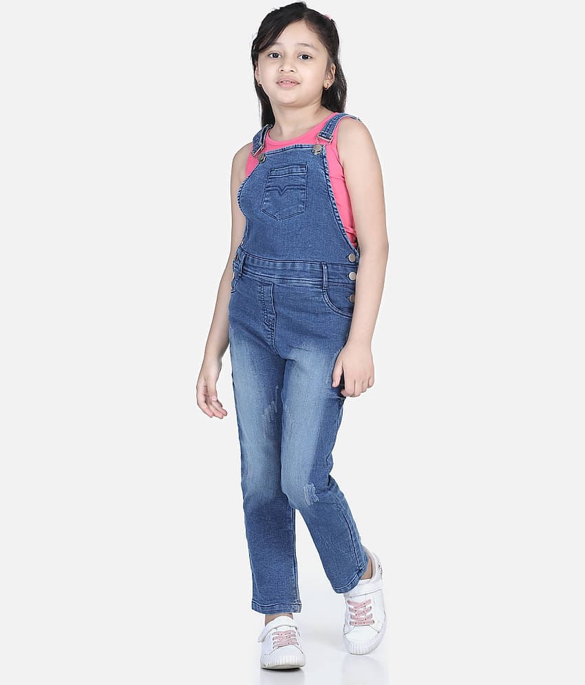 StyleStone Girls Denim Dungarees ( Pack of 1 , Blue )