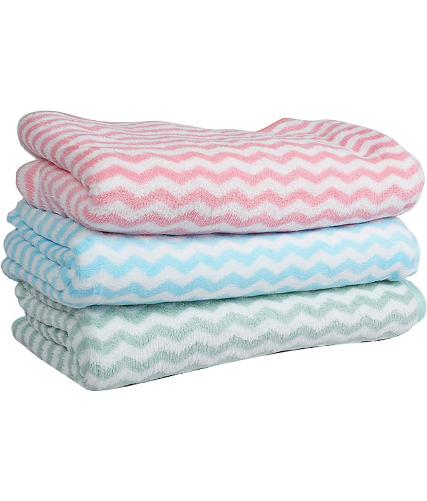 STYLE SHOES Cotton Blend Striped 350 -GSM Bath Towel ( Pack of 3 ) - Multicolor