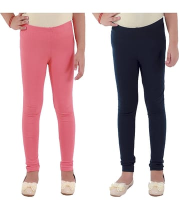 Kids Cave Pack of 2 Girls Cotton Blend Leggings ( Orange )