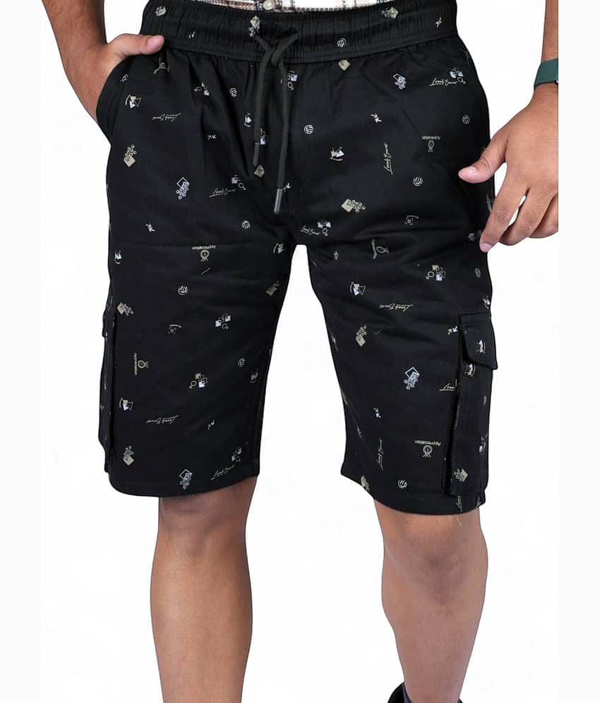 plounge Black Cotton Blend Men's Shorts ( Pack of 1 )