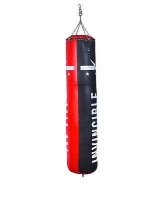 Invincible Pro Gear Leather Filled Boxing Bag-Red_Black / 3 Ft - 25 KGS