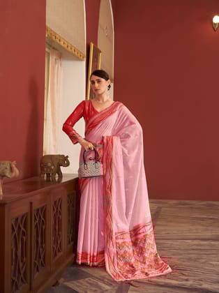 Babypink paithani Silk Saree