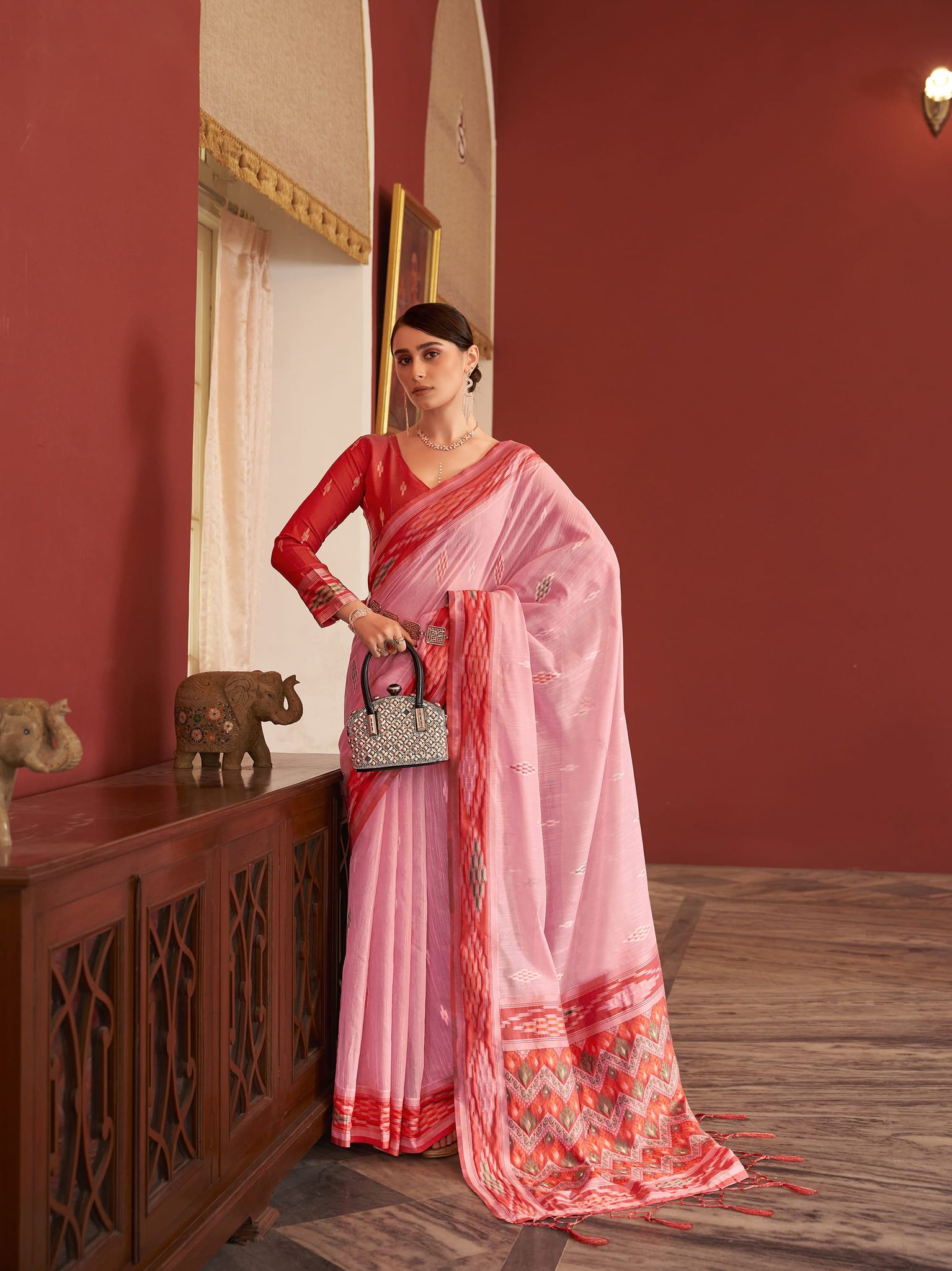 Babypink paithani Silk Saree