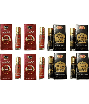 MONET 4 ATTAR SUNDAL ,4 ATTAR MUSHK E JANNAT ,8 ML EACH ,PACK OF 8 .