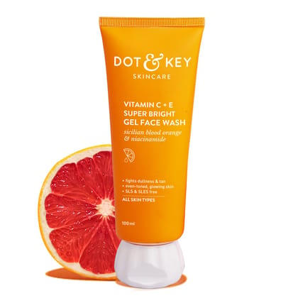 DOT & KEY Vitamin C + E Super Bright Gel Face Wash For Glowing And Brightening Skin | All Skin Types|With Triple Vitamin C| Face Wash For Women & Men|100 Ml DOT & KEY Vitamin C + E Super Bright Gel Face Wash For Glowing And Brightening Skin | All Skin Ty