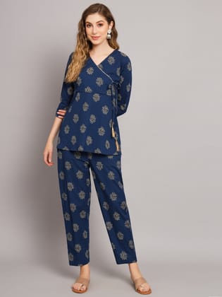 Blue Angrakha Style Co-Ord Set-S