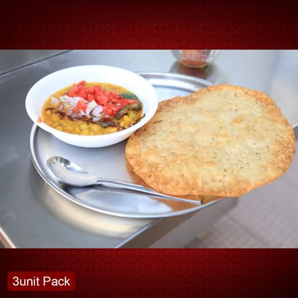 Aaswad Caterers Authentic Sindhi Dal Pakwan (3 Pcs) | Crispy Fried Flatbread & Spiced Lentils